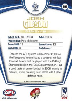 2007 Select AFL Supreme #108 Josh Gibson Back